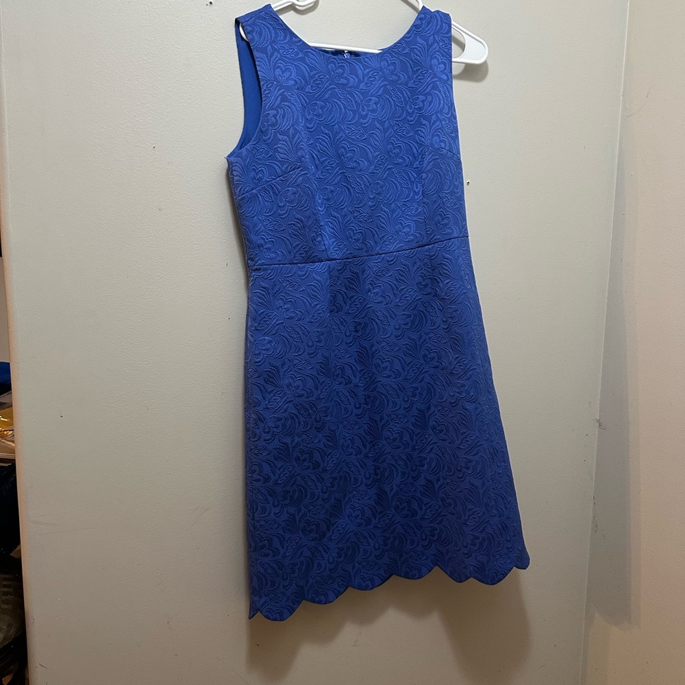 Talbots Royal Blue Dress with Floral Embroidery